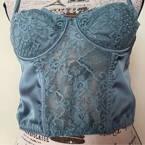 Urban Outfitters Blue Lace Corset Top - S